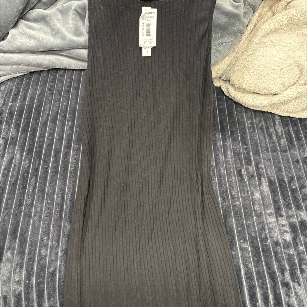 Aqua Black Ribbed Midi Dress